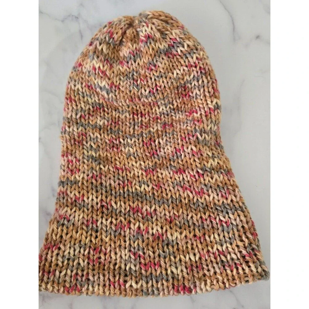 Neutral Knit Beanie: Funky Multicolor Acrylic Hat